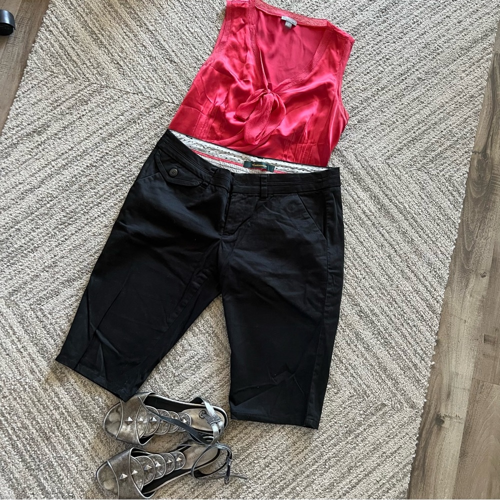 Black Bermuda length pencil shorts